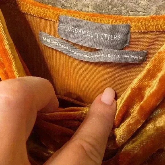 Urban Outfitters Women's Midi Burnt Orange Rust Velvet Like Cocktail Dress M - Picture 10 of 10